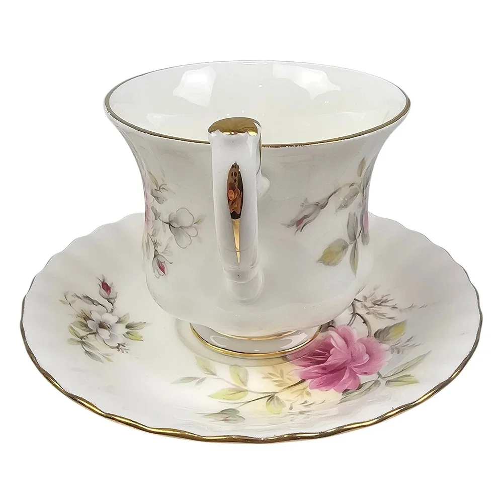 Royal Albert Bone China‎ Teacup Saucer Set Danbury Mint Pink Rose Floral England